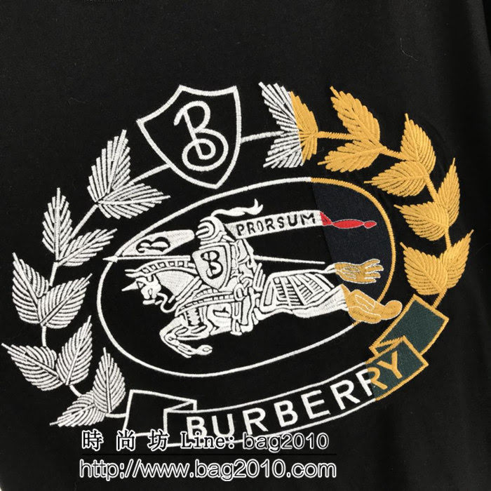 BURBERRY巴寶莉 19早春新款 典藏刺繡騎士戰馬徽章 純棉黑色 男款短袖 ydi1796
